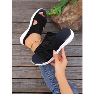 Womens Wedge-heel Thick-soled Mesh Hollow-out Breathable Sandals